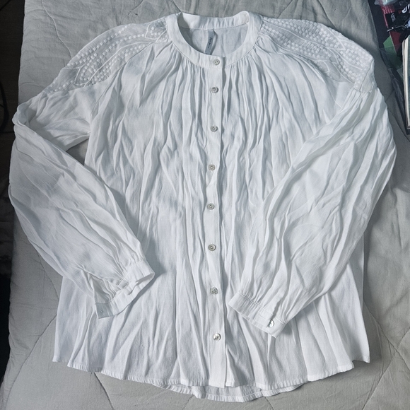 PEPE JEANS White Button Up Mesh Details Cottagecore Boho XS - Picture 4 of 11